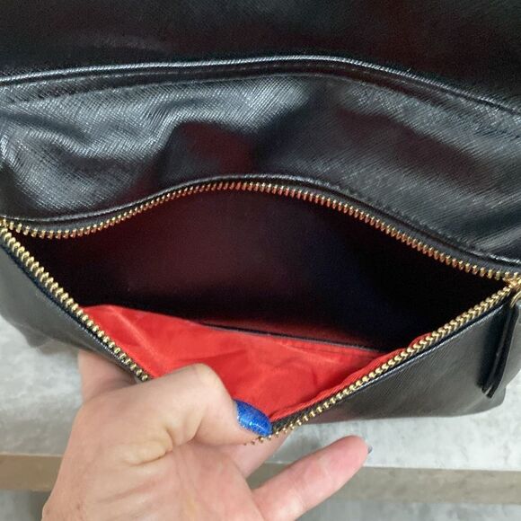 Colorland Black Faux Leather with Bright Red Interior Backpack Medium - Picture 5 of 16